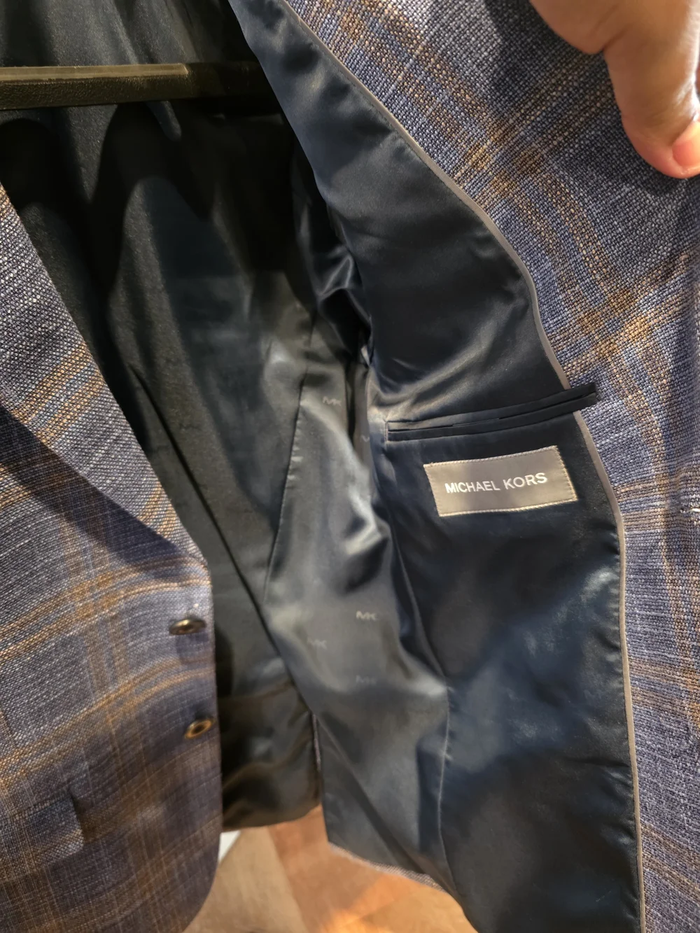 Michael Kors Blue and Brown Plaid Boy's Sport Coat